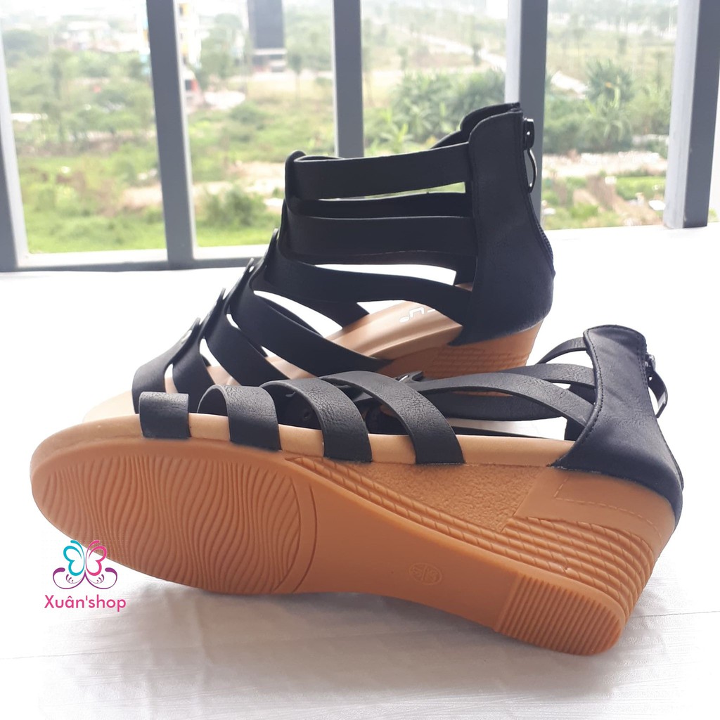 Sandal đế xuồng hãng SIKETU da mềm, đế 5cm (có sẵn)