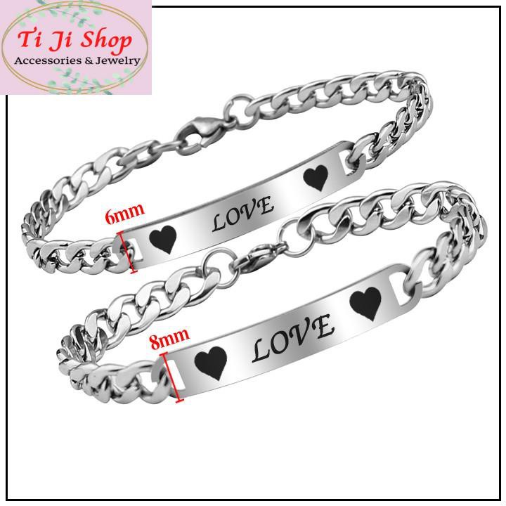 LẮC VÒNG TAY CẶP ĐÔI INOX CHỮ LOVE ĐẸP Ý NGHĨA - 1 CẶP