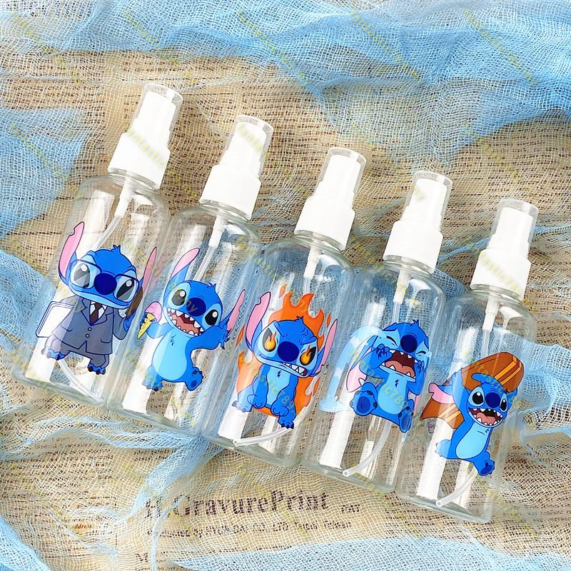 1 Chai Nhựa Rỗng Trong Suốt Đựng Mỹ Phẩm Dạng Xịt 100ml Họa Tiết Stitch Dễ Thương