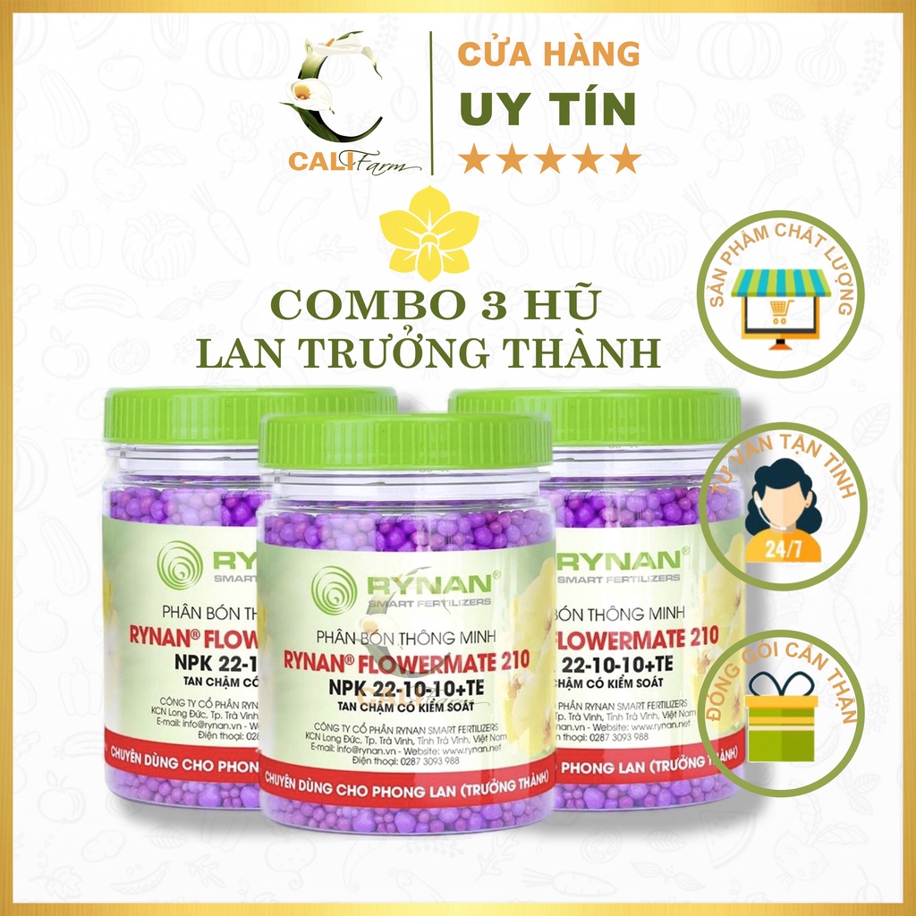 [Combo 3 hộp] Phân tan chậm RYNAN 210 NPK 22-10-10+TE [sieutietkiem]