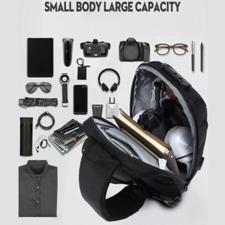 [hàng sẵn- freeship- bảo hành 6 tháng] Túi đeo chéo OZUKO không thấm nước chống trộm có cổng USB thời trang nam | BigBuy360 - bigbuy360.vn