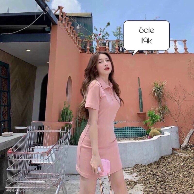 Đầm Polo cổ sơ mi tôn dáng cute