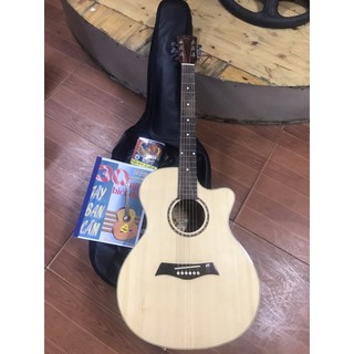 Đàn Guitar Acoustic FullSolid gỗ Hồng Đào, mặt gỗ thông, có ty chỉnh cần cho người muốn tập chơi