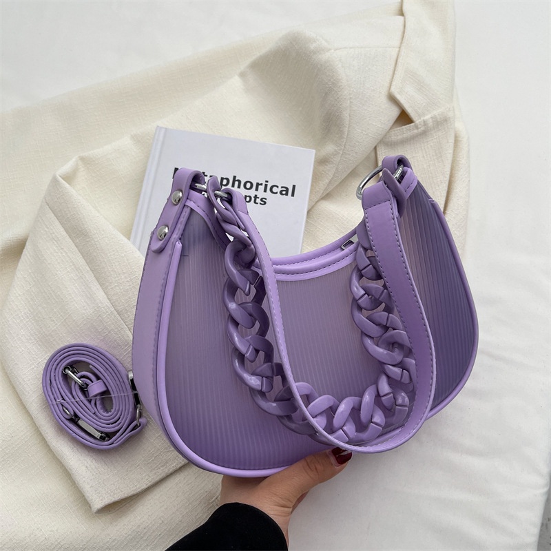 Túi Xách Đeo Vai Trong Suốt Phối Dây Xích Thời Trang Mùa Hè Hàn Quốc 2022 Cho Nữ