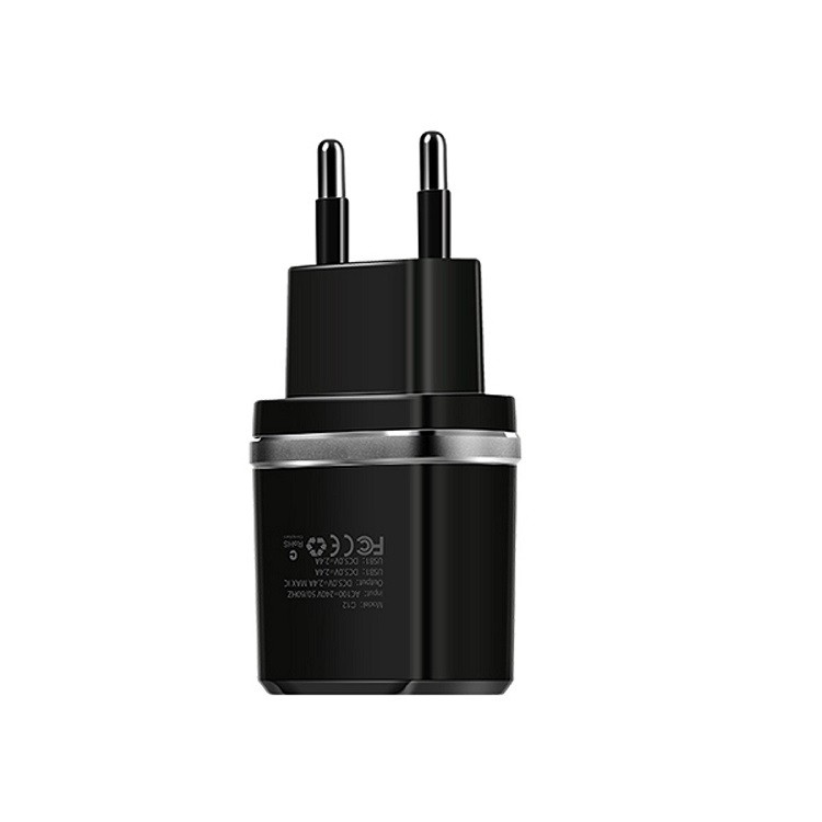 Củ sạc nhanh FREESHIP50K Hoco C12 2.4A - 2 cổng USB cho Iphone, Samsung, Huawei,..- chính hãng