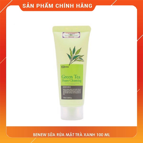 Hàng Chính Hãng -Sữa Rửa Mặt Trà Xanh Sạch Nhờn Green Tea Foam Cleanser Benew Hàn quốc 100ml