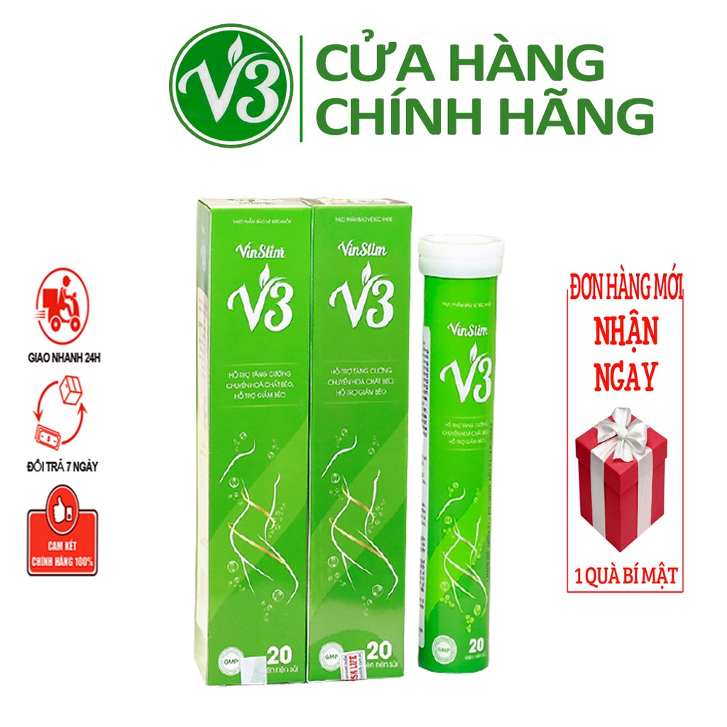 MẪU MỚI Vinslim V3 Chính Hãng Viên Sủi VIN SLIM V3 GIẢM CÂN cấp tốc an toàn hiệu quả giữ dáng đẹp da