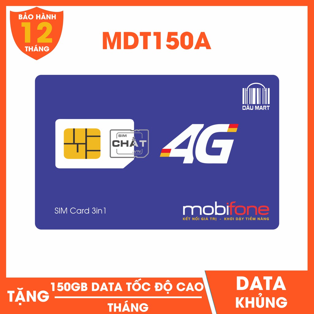 SIM 4G Mobifone MDT150A Tặng 150GB/Tháng (Không chia 5GB/Ngày)