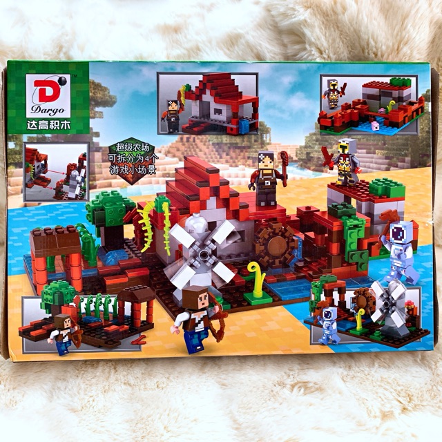 Đồ Chơi Lắp Ráp, Xếp Hình Minecraft Xếp Hình Tường Thành Bảo Vệ Trên Sông 827b-495 mảnh