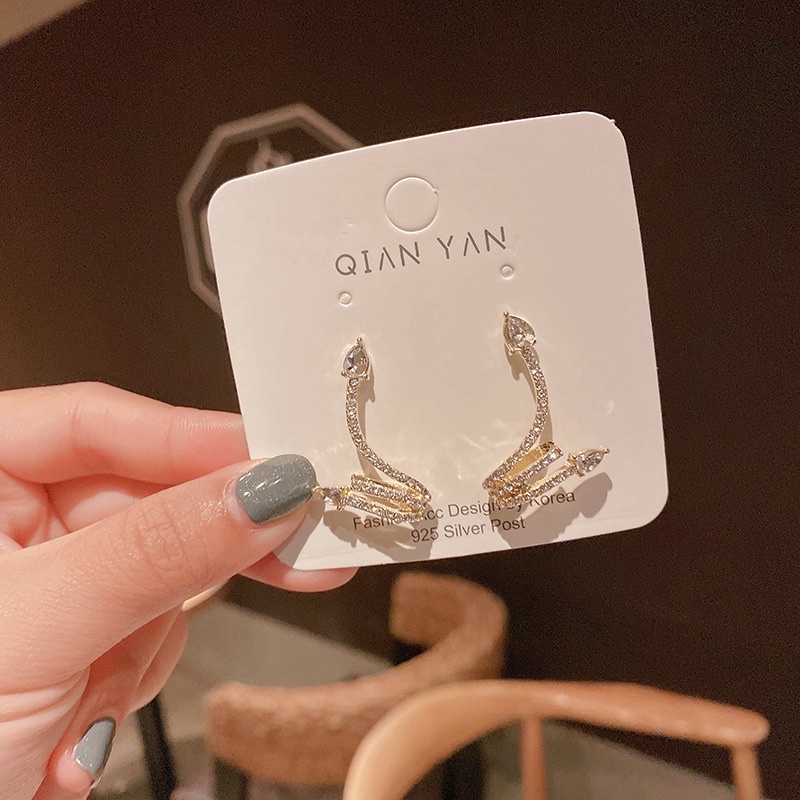 bông tai kẹp vành hình đôi rắn, khuyên tai mãn xà phong cách hàn quốc