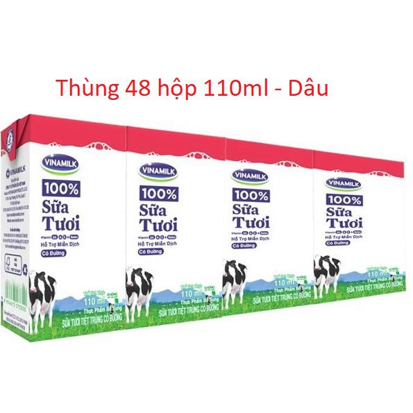 Thùng Sữa tươi Vinamilk 110ml có đường/ít đường/ Dâu/ Socola