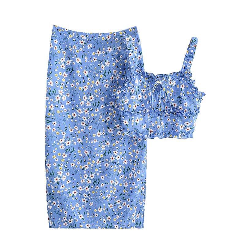 Set váy áo đi biển sang chảnh chân váy maxi hoa dài Đ610