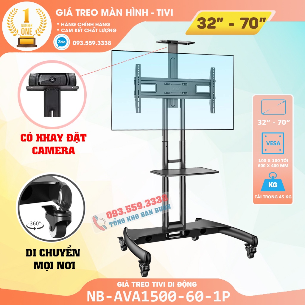 Giá Treo Tivi Di Động NB AVA1500 32 - 55 - 65 - 70 Inch - Giá Treo Tivi Có Bánh Xe - Chuyên Dụng Hội Nghị Trực Tuyến