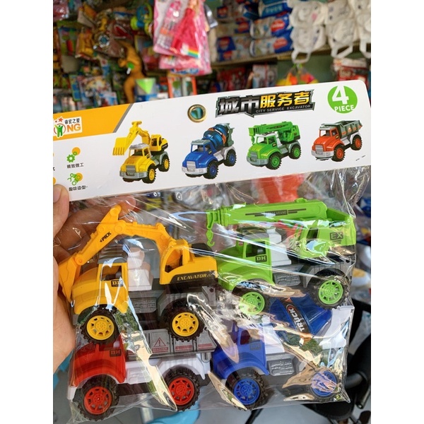 Đồ chơi túi 4 xe màu xanh siêu đẹp 39k
