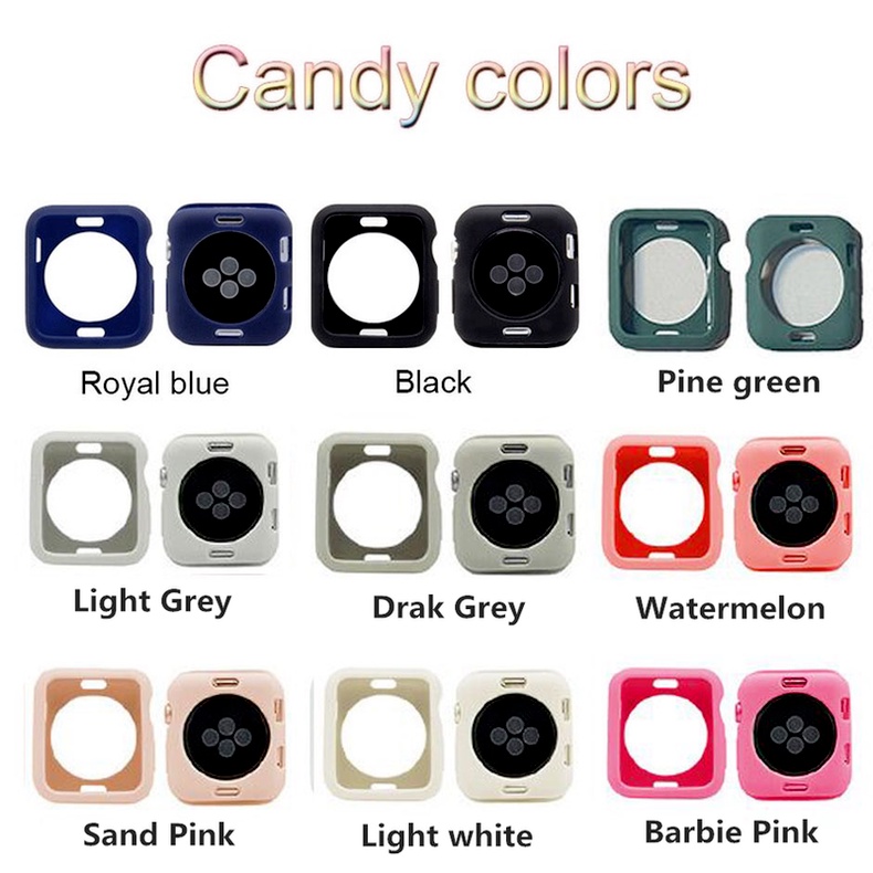 Ốp bảo vệ mặt đồng hồ bằng silicone mềm màu kẹo thích hợp cho Iwatch 6 Se 5 4 3 2 1 42mm 38mm 40mm 44mm