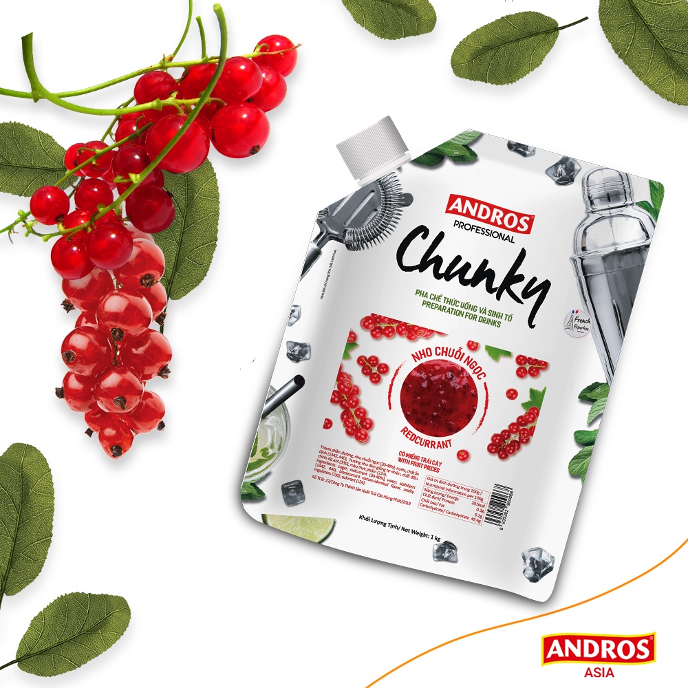 Mứt Trái Cây Chunky Nho Chuỗi Ngọc Bịch 1Kg  [TẶNG NGAY] Bộ Công Thức Pha Chế Độc Quyền