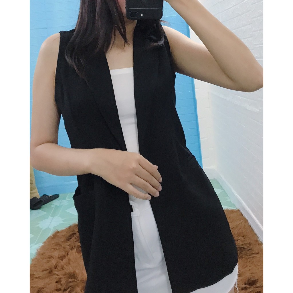 Áo khoác blazer Nữ From dài ghile không tay đi dự tiệc, dạo phố đi chơi, quẩy bar sang chảnh | BigBuy360 - bigbuy360.vn