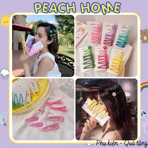 Set 7 Kẹp Tóc và Ghim Tóc Màu Pastel Ngọt Ngào Phong Cách Hàn Quốc Dành Cho Nữ Kẹp Mỏ Vịt Và Ghim Nhiều Màu Dễ Thương