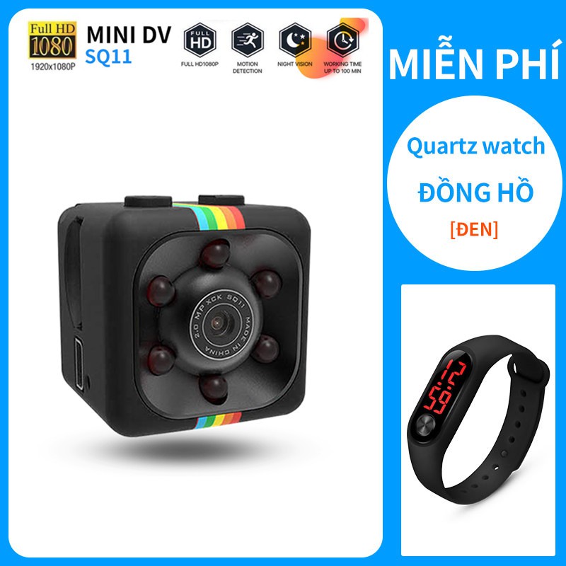 【Đồng hồ LED Xiaomi miễn phí】Webcam HD mini SQ11 chống rung chống nước 315
