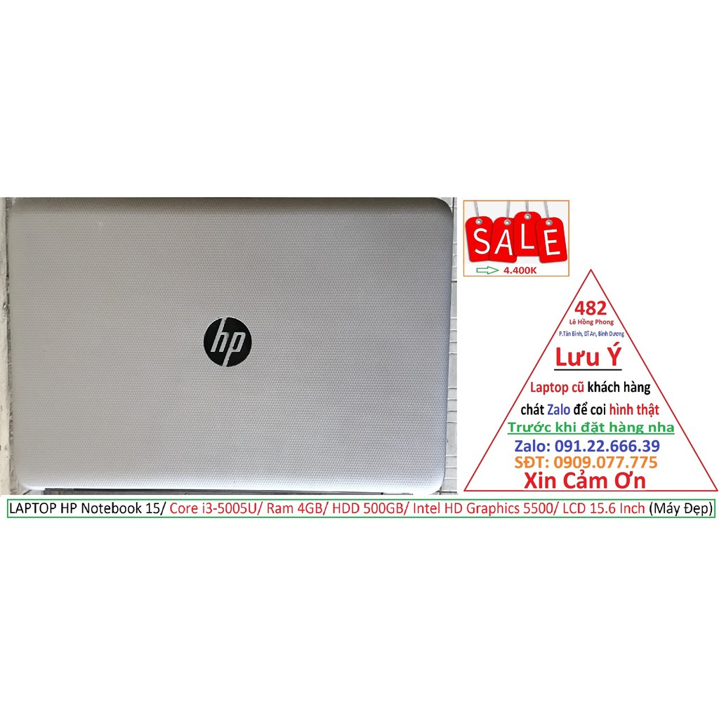 LAPTOP HP Notebook 15/ Core i3-5005U/ Ram 4GB/ HDD 500GB/ Intel HD Graphics 5500/ LCD 15.6 Inch (Máy Đẹp) | WebRaoVat - webraovat.net.vn