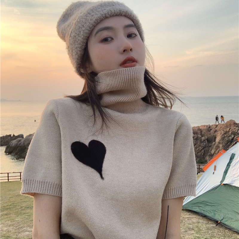 Áo Len Tay Dài Cổ Lọ Màu Trơn Đơn Giản Thời Trang Hàn Quốc Cho Nữ