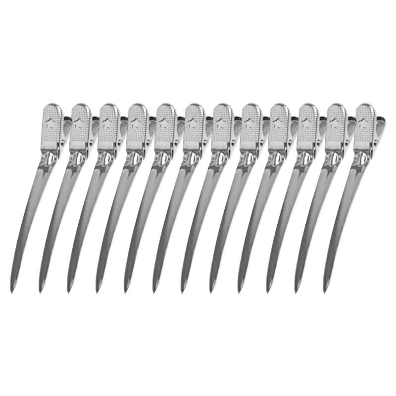 Set 12 Kẹp Cố Định Tóc Xoăn Bằng Thép Không Gỉ Nhiều Màu Sắc