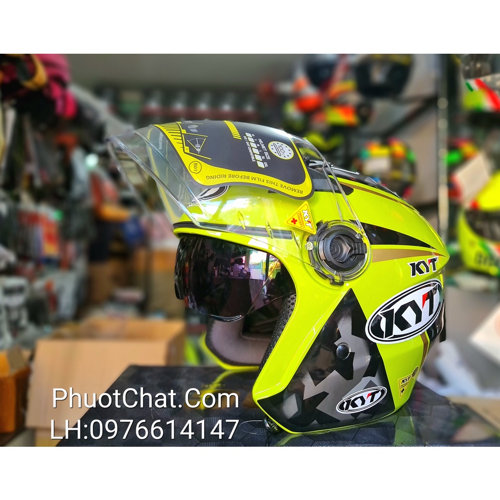 Combo Mũ bảo hiểm 3/4 M268 cao cấp dán logo KYT