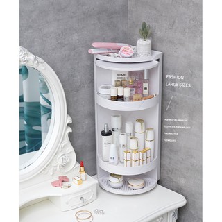 Kệ xoay 3 tầng đựng đồ trang điểm/mỹ phẩm/gia vị chống bụi