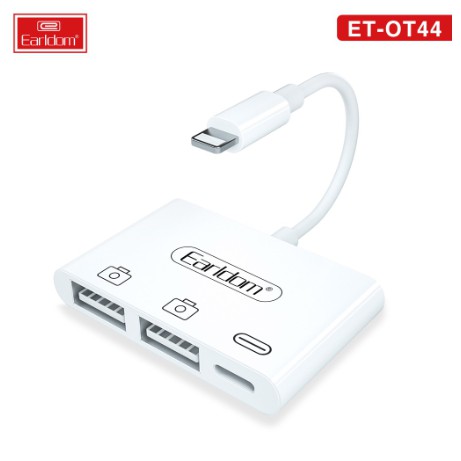 [Có Clip] Cáp OTG iPhone, iPad Earldom OT44 Tích hợp 2 cổng USB và 1 Cổng Lightning - Chính Hãng Earldom