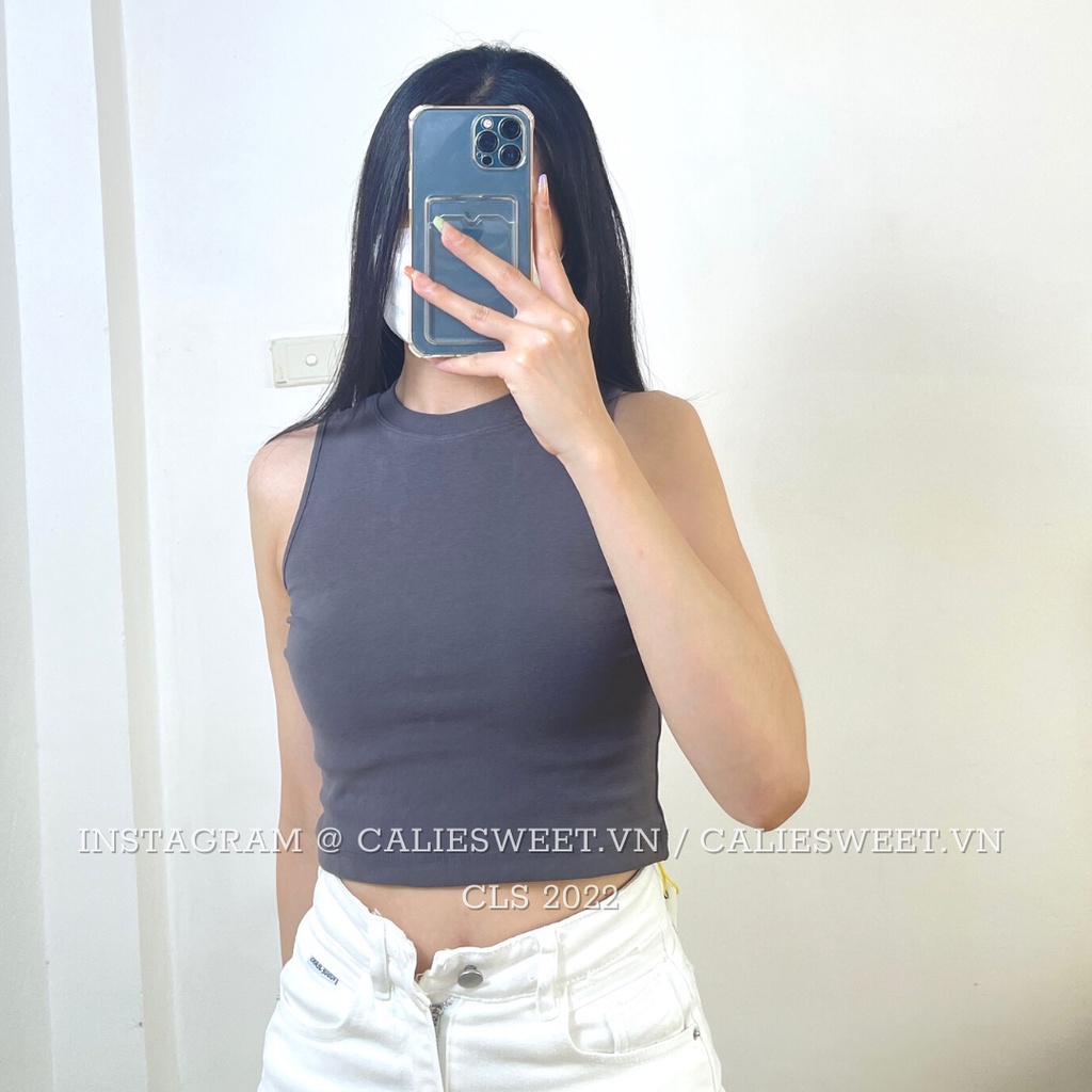 Áo ba lỗ croptop Caliesweet áo croptop sát nách chất thun co giãn mặc vài lần là chán
