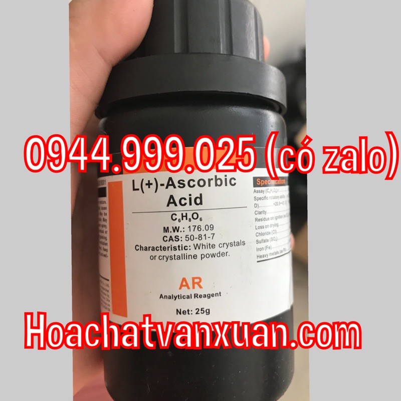 Hoá chất Ascobic aci.d lọ 25g C6H8O6  CAS 50-81-7 vitamin C