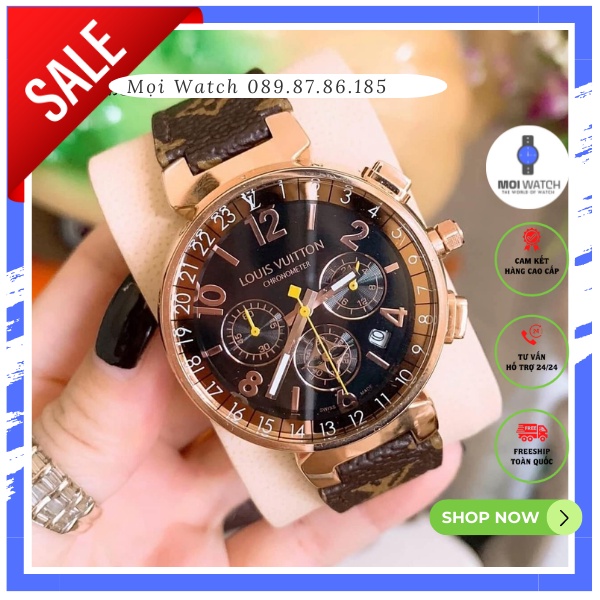 Đồng hồ nữ L.V dây da 6 kim 38mm
