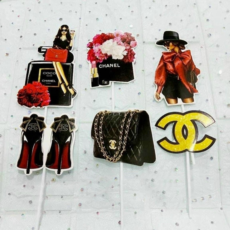 Combo 5 set cắm giấy tiểu thư trang trí bánh kem