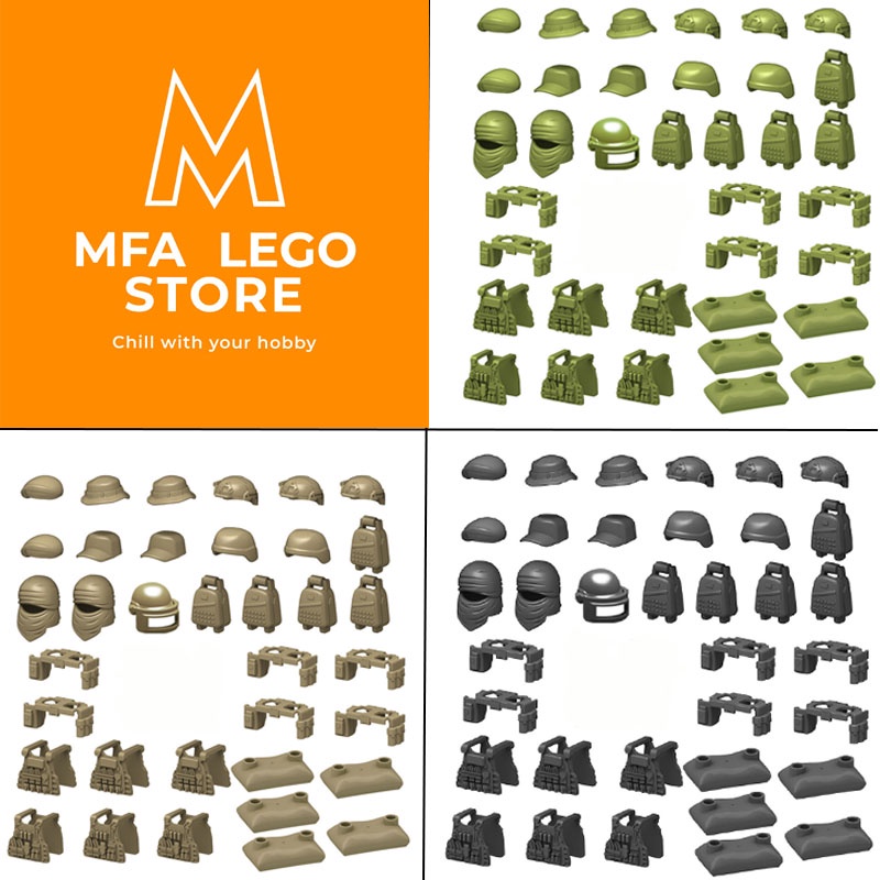 Đồ chơi lego swat , lego army quân đội – Combo 36 món trang bị ( 3 màu )