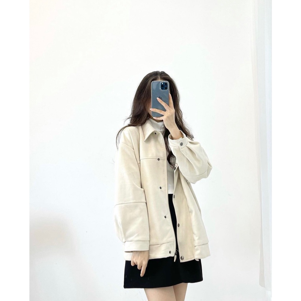 Áo khoác da lộn 2 lớp khóa kéo Aodalon024_P4K7