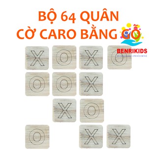 Quân Cờ Caro Bằng Gỗ Nhẵn Mịn Loại Đẹp, Trò Chơi Dân Gian( 64 Quân)