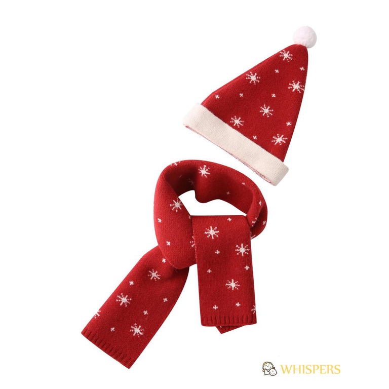 Whispers Set Khăn Choàng Len Dài Rộng Đính Bóng Lông Chắp Vá Màu Sắc Trơn Dành Cho Trẻ Em