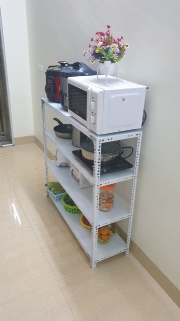 Kệ sắt v lỗ 4 tầng dài 1m rộng 0,3m cao 1,2m màu TRẮNG