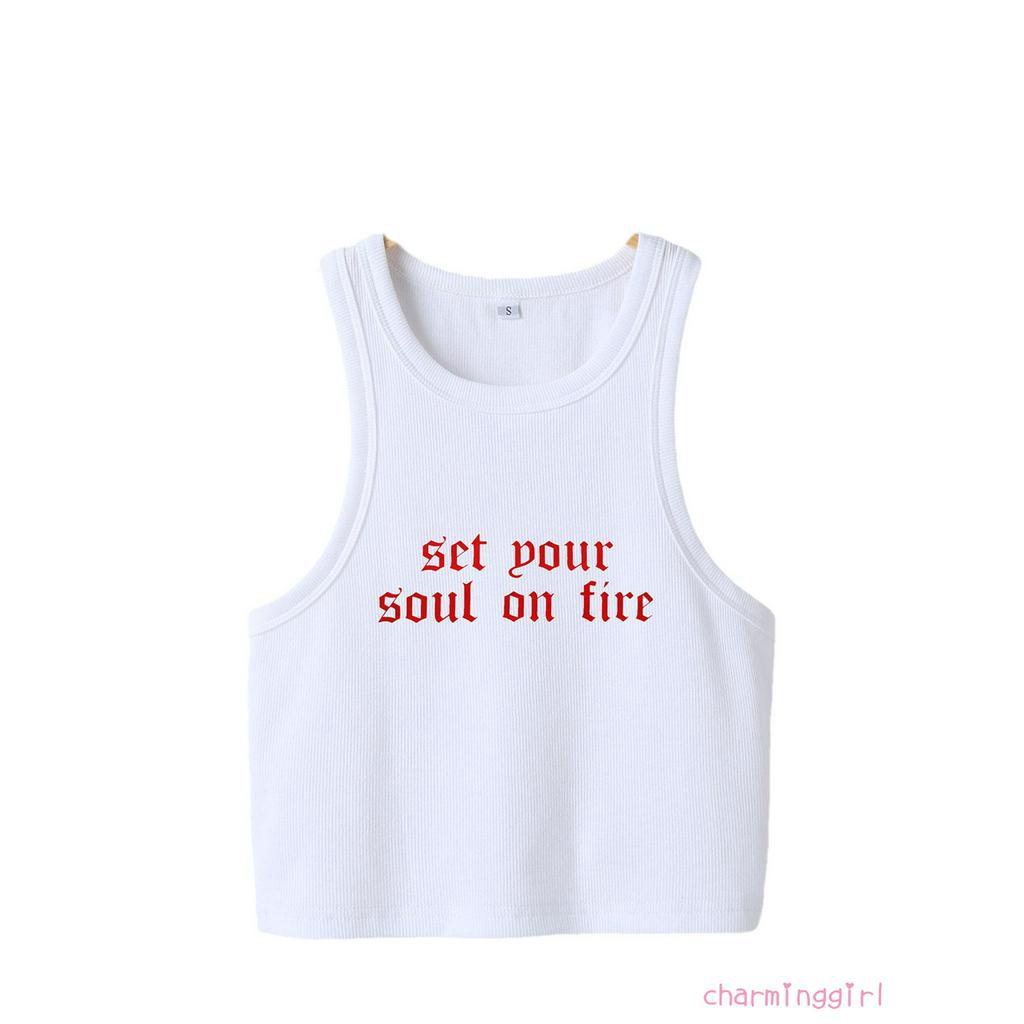 Áo Ba Lỗ Nữ In Chữ Gợi Cảm