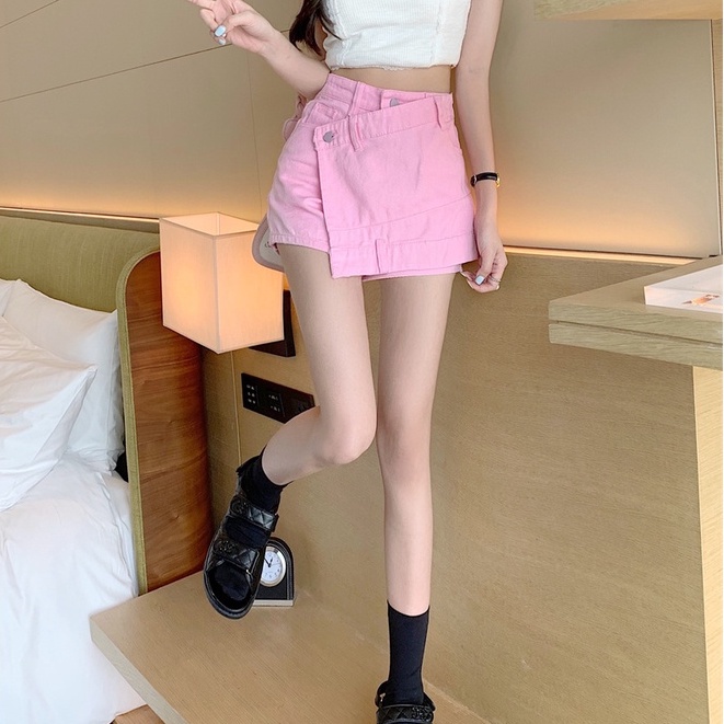Quần Short Denim Ống Rộng Lưng Cao Co Giãn Mẫu Mới Thời Trang Mùa Hè Phong Cách Trung Hoa