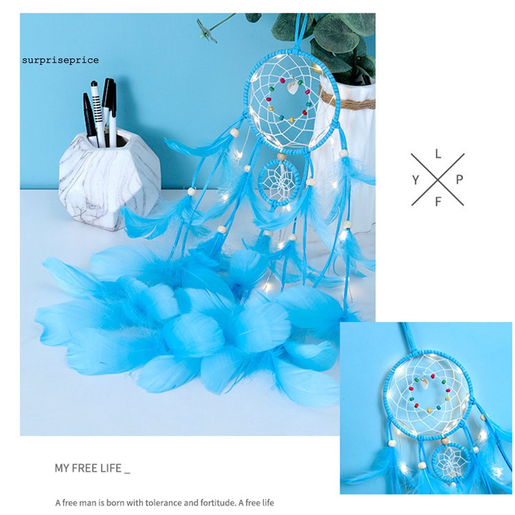 Vòng Bắt Giấc Mơ Dệt Tay Có Đèn LED Trang Trí Nhà Ở