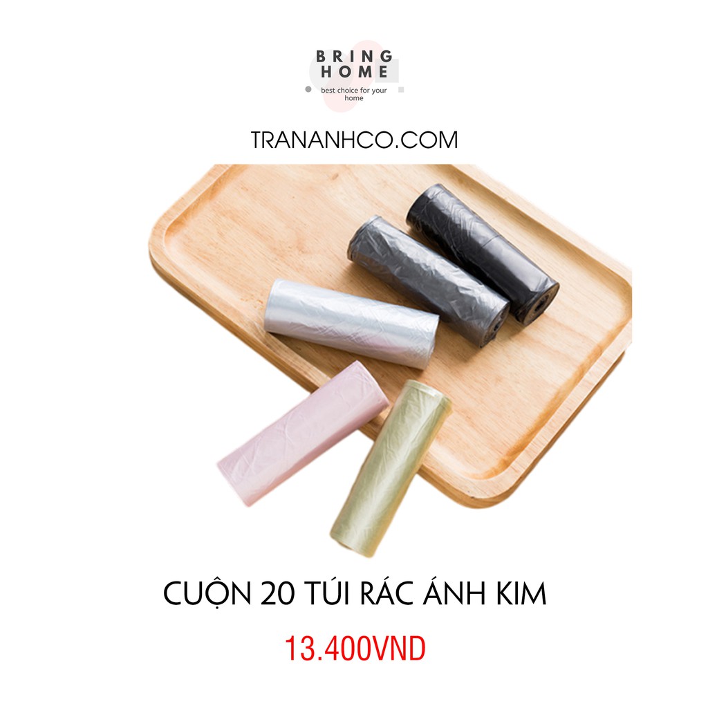 Cuộn 20 túi rác ánh kim [Mua 5 cuộn tặng 1 túi đựng dây rút]