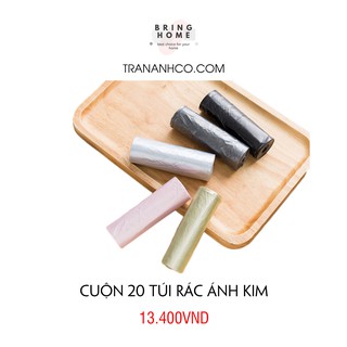 Cuộn 20 túi rác ánh kim [Mua 5 cuộn tặng 1 túi đựng dây rút]
