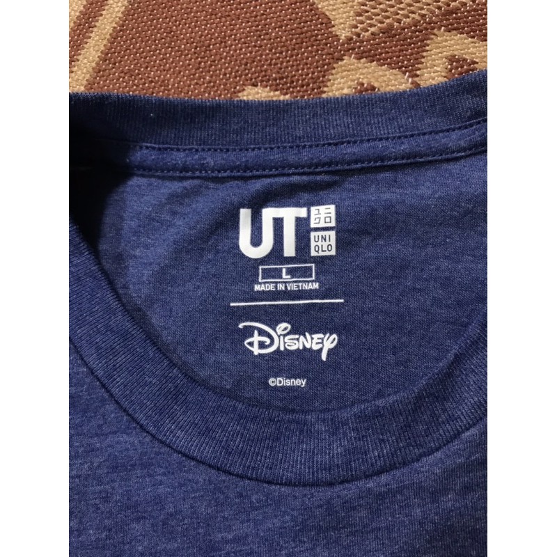 Áo thun ngắn tay Uniqlo x Disney màu xanh thêu mickey size L