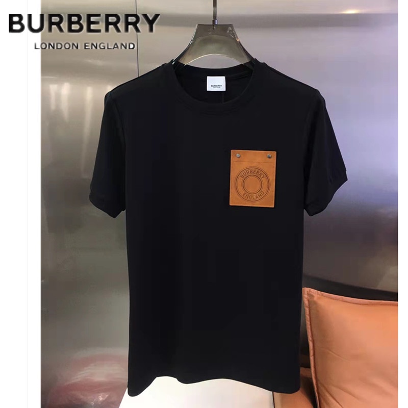 Áo Thun Burberry 100% Ngắn Tay Phối Túi Da Cá Tính Cho Nam