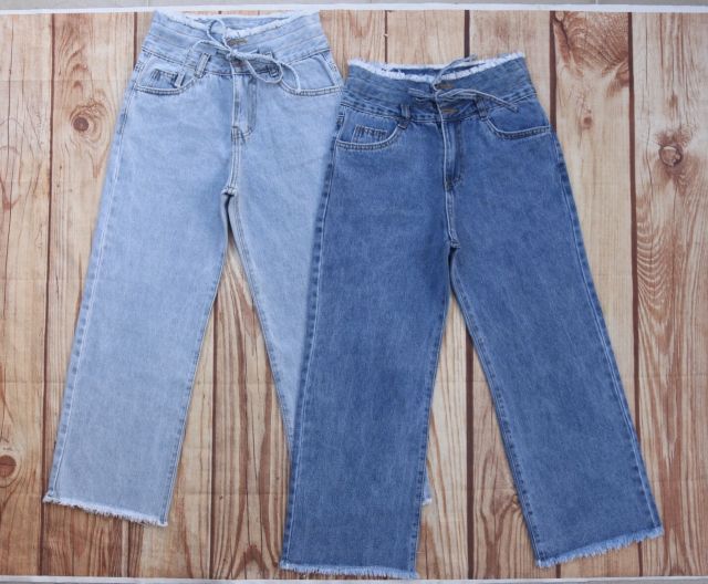 Combo 2 quần jeans cột nơ ống rộng siêu hot