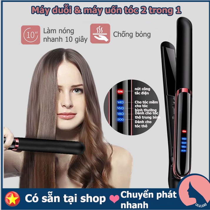 Máy Duỗi Tóc Uốn Tóc 2 trong 1 Gốm Chăm Sóc Ion Âm Làm Nóng Nhanh Tạo Kiểu Tóc Dụng Cụ Uốn Tóc 4 Bánh Răng Nhiệt Độ