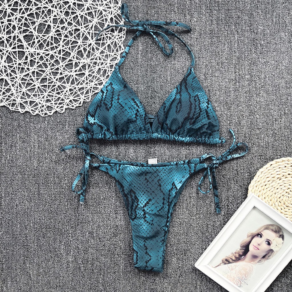Bikini Cổ Chữ V Hoạ Tiết Da Rắn Phong Cách Cho Nữ | BigBuy360 - bigbuy360.vn