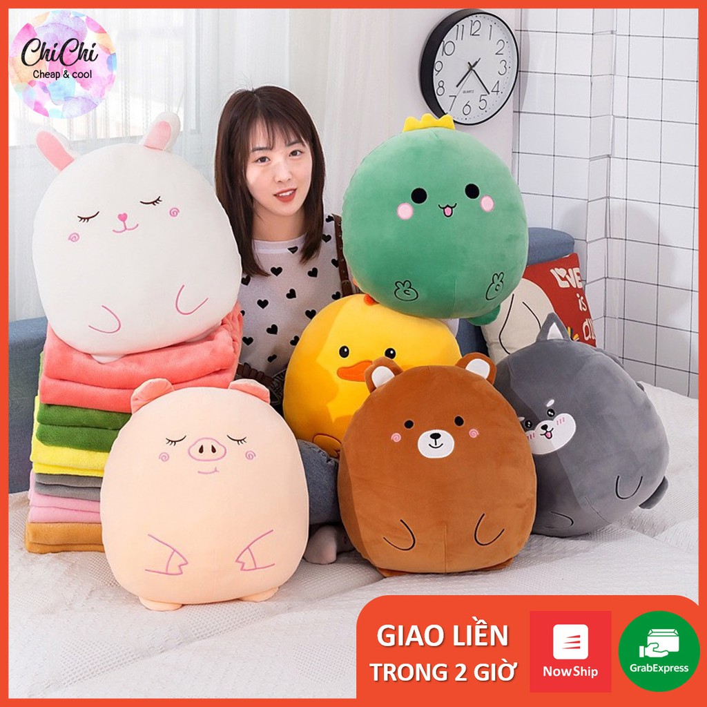 Chăn Gối Văn Phòng 3 Trong 1 phong cách hoạt hình dễ thươngGM024 Chichi,Gấu Ngủ Kèm Mền siêu cute phù hợp mọi lứa tuổ