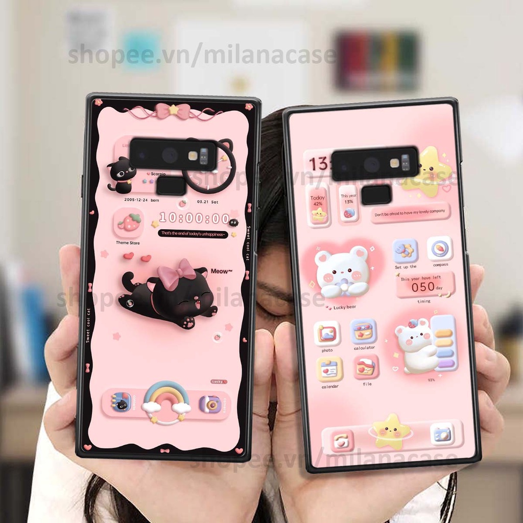 Ốp Samsung Note 9 hình đồng hồ icon gấu mèo cute cực dễ thương ngộ nghĩnh